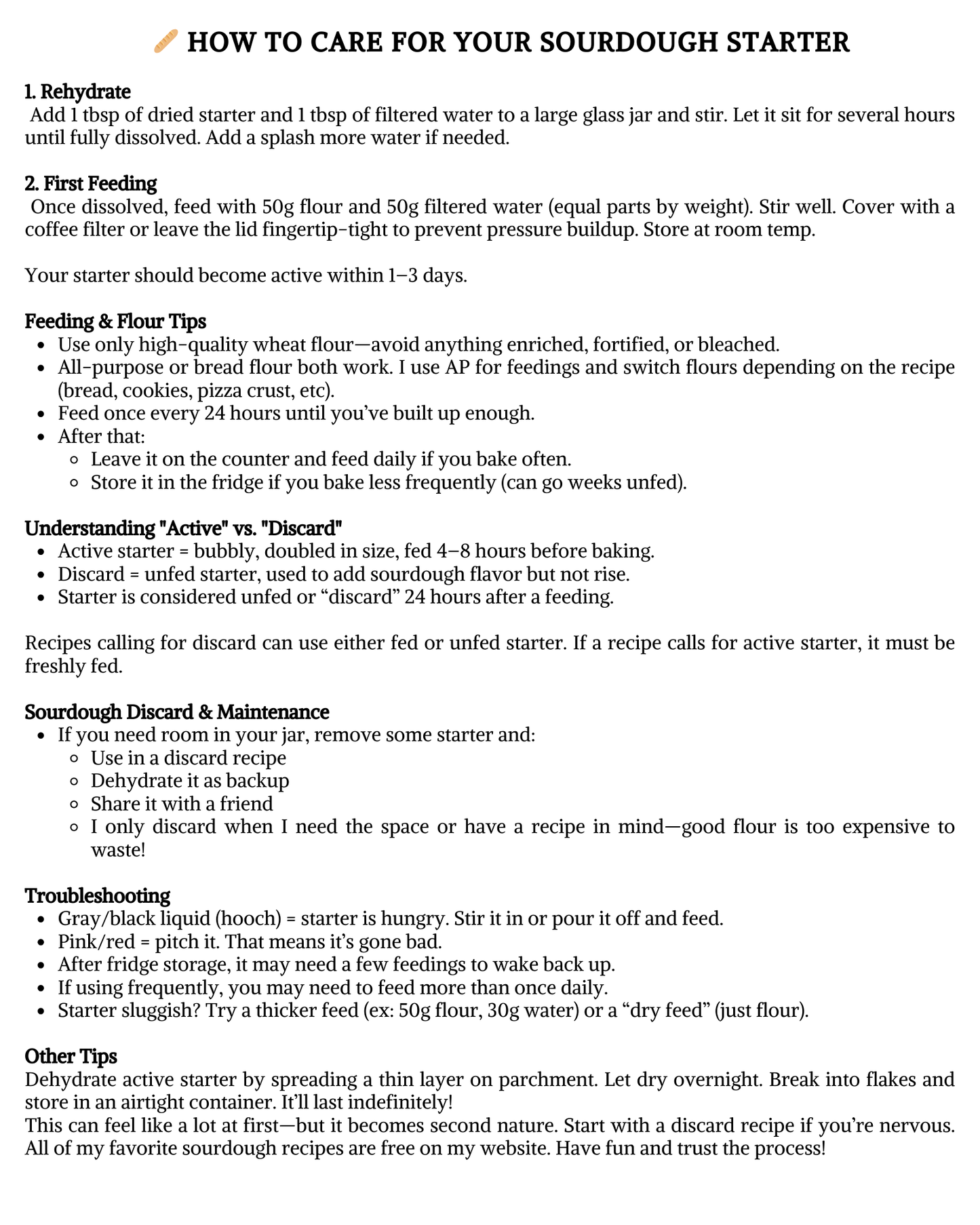 Dehydrated Sourdough Starter Kit